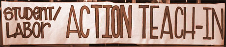 Student/Labor  Action Teach-In banner
